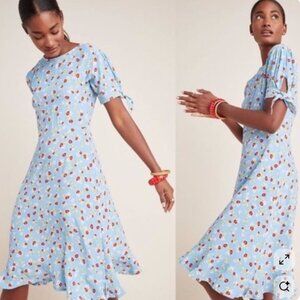 Faithfull The Brand - Emilia Blue Jasmin Floral Knot Sleeve Midi Dress